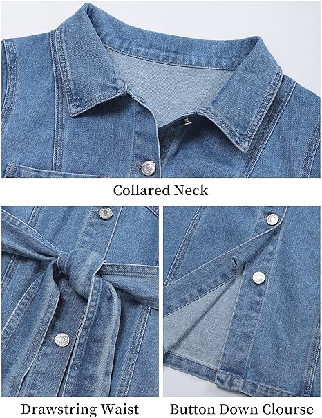 Denim Dresses for Women UK, Ladies Short Sleeve