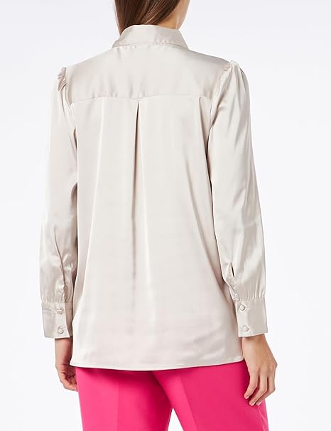 Long-Sleeve Button-Down Stretch Satin Shirt