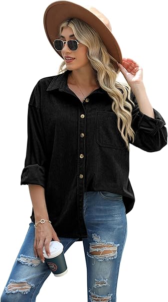 Womens Corduroy Oversized Shacket Button Down