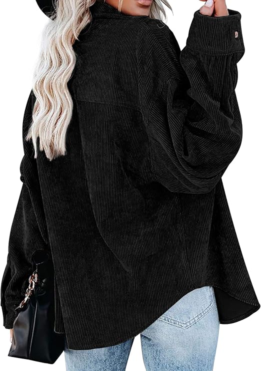 Womens Corduroy Oversized Shacket Button Down