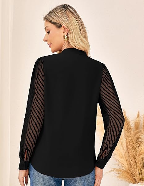 Women's Elegant Blouse Textured Semi-Sheer